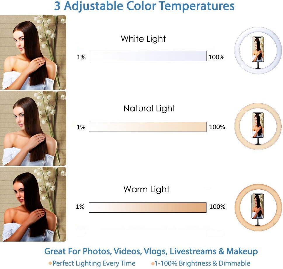 image12quot Fugetek Selfie Ring Light Kit with Tripod Stand Dimmable 3 Color Modes Cell Phone Holder Bluetooth Remote Aluminum Extendable for Live Stream TikTok Photos Makeup Black