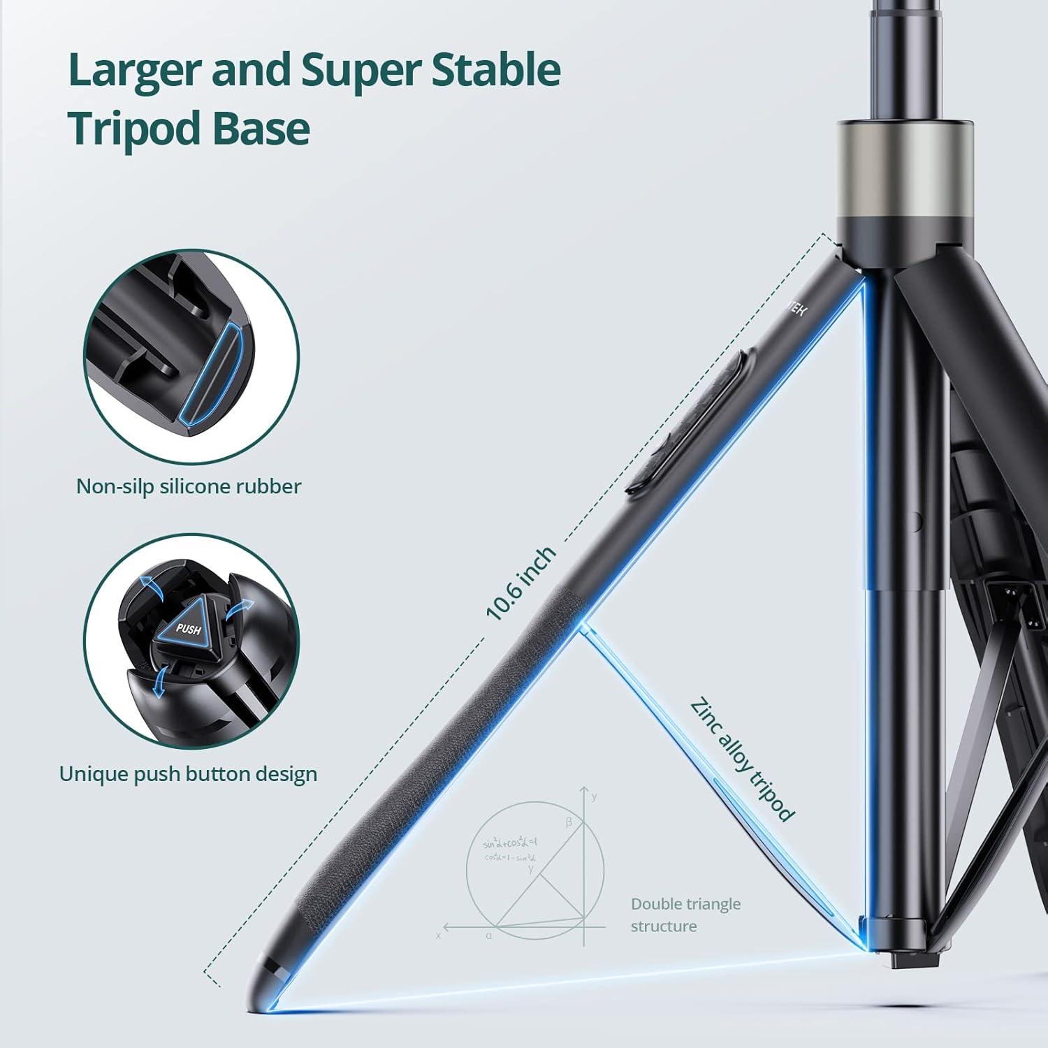 imageATUMTEK 51quot Selfie Stick Tripod All in One Extendable Phone Tripod Stand with Bluetooth Remote 360 Rotation for iPhone and Android Phone Selfies Video Recording Vlogging Live Streaming WhiteBlack