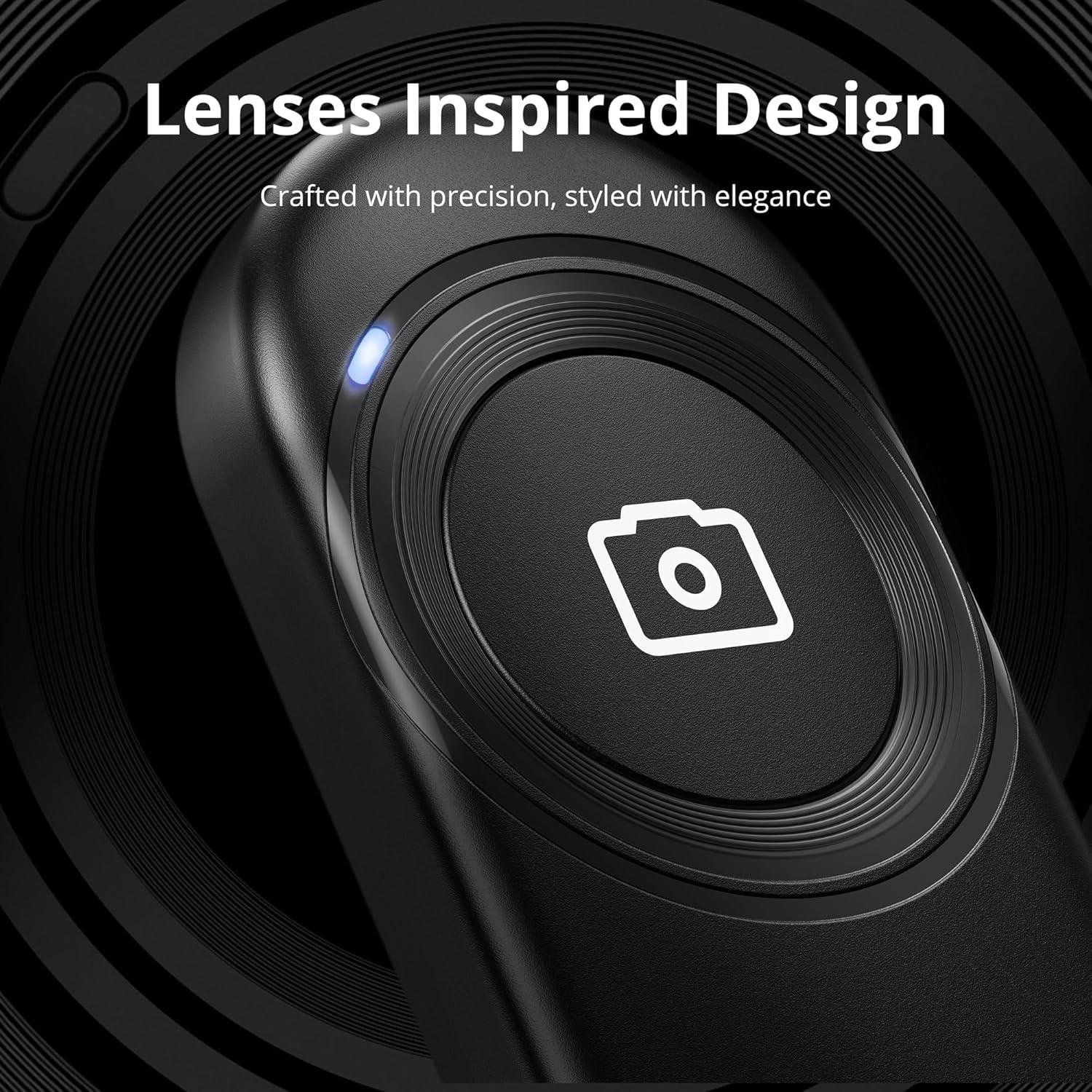 imageATUMTEK Camera Remote Shutter for iPhone and Android Smartphones 2 Pack Wireless Phone Remote Control Selfie Button for Photos and Videos Bluetooth 52 Wrist Strap Included BlackBlack Stylish