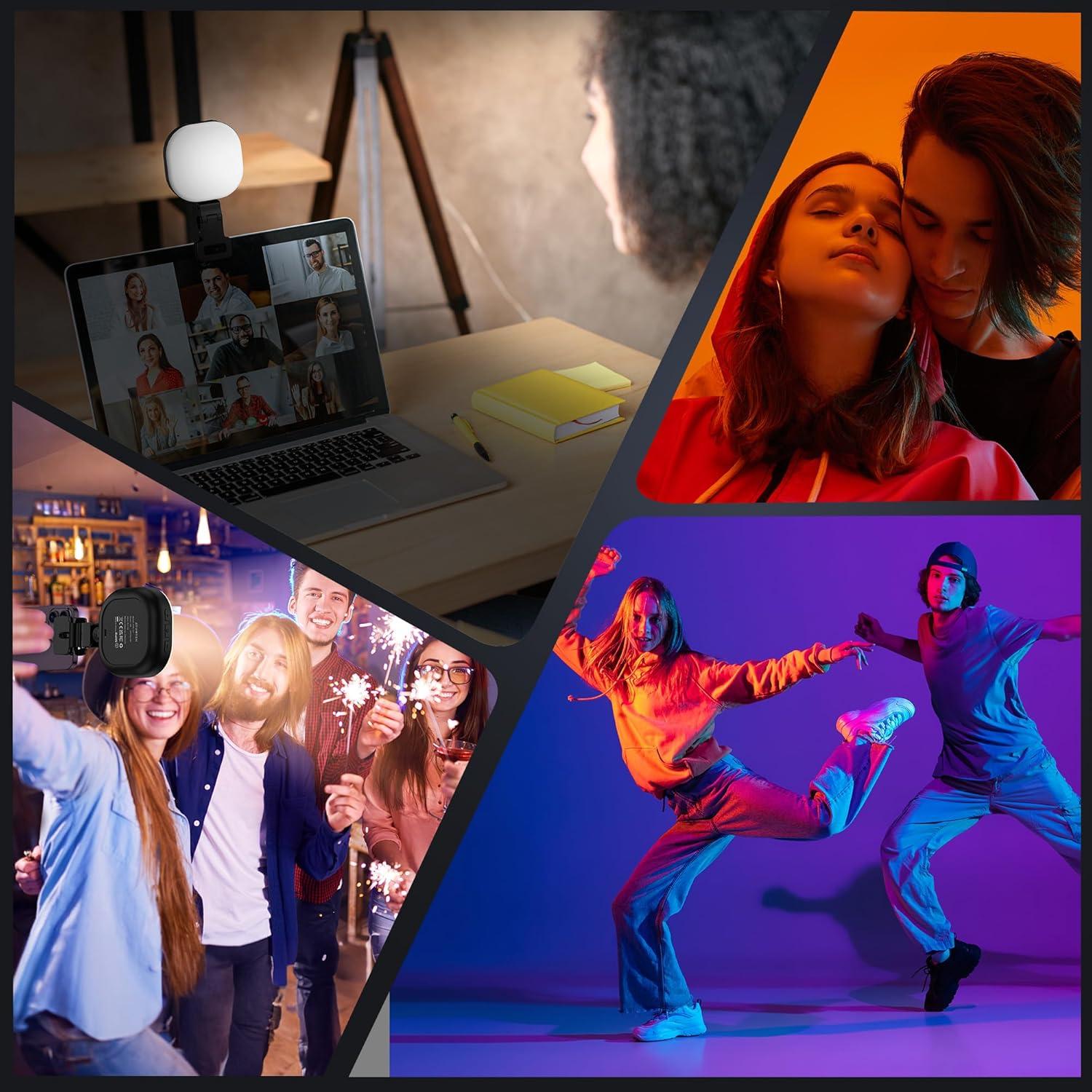 imageATUMTEK RGB Video Light Portable LED Camera Light Live Streaming Video Lamp CRI 95 29006700K LED DSLR Lighting with Cold Shoe Mounts and Clamp for Photography Vlogging Video Conference etcRGB