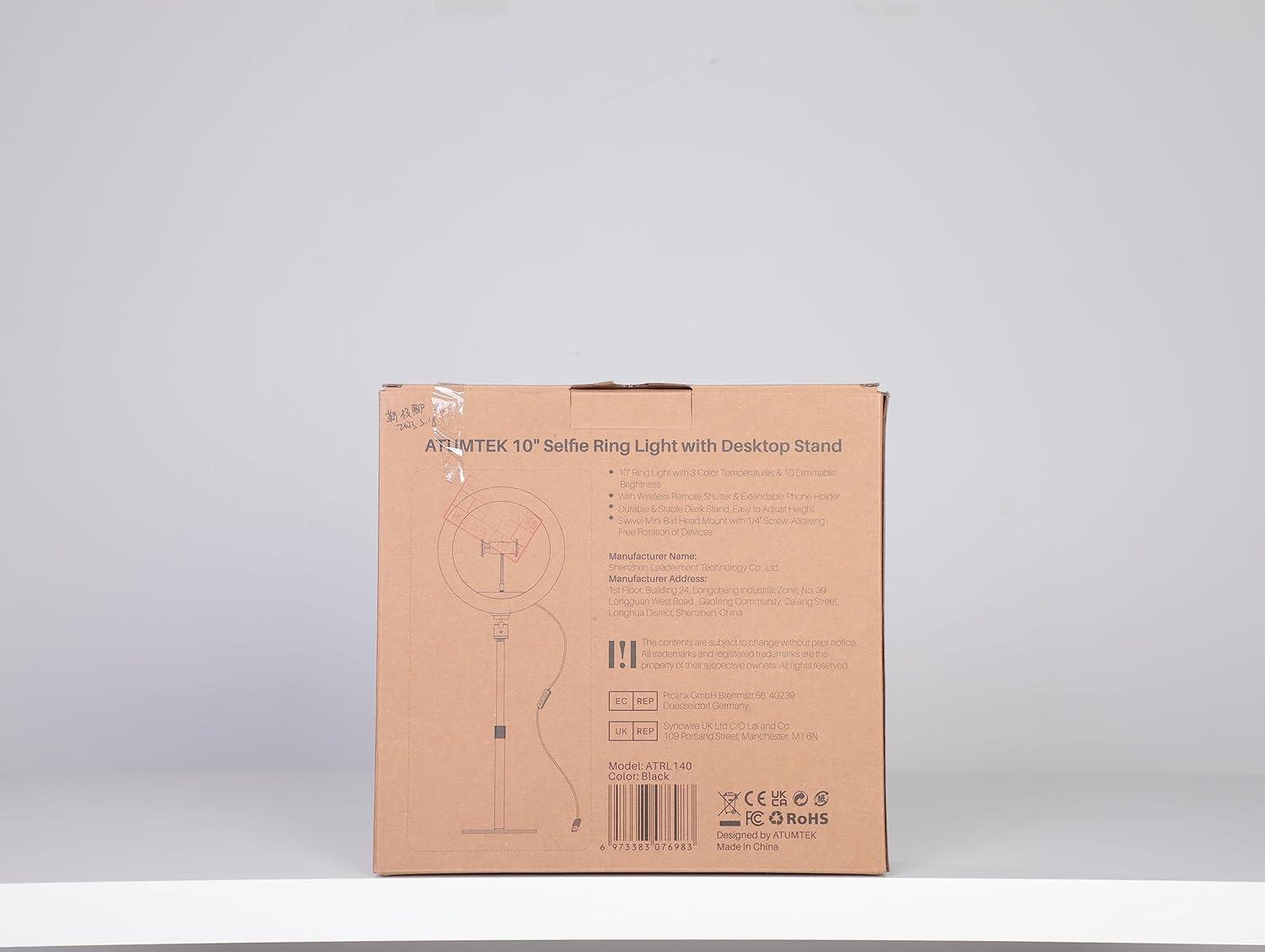 imageATUMTEK Selfie Ring Light with Desk Stand and Phone Holder 10quot Desktop LED Circle Light for Laptop Computer Ring Light for Zoom Meeting Conference Lighting Live Streaming Makeup TikTok Vlog