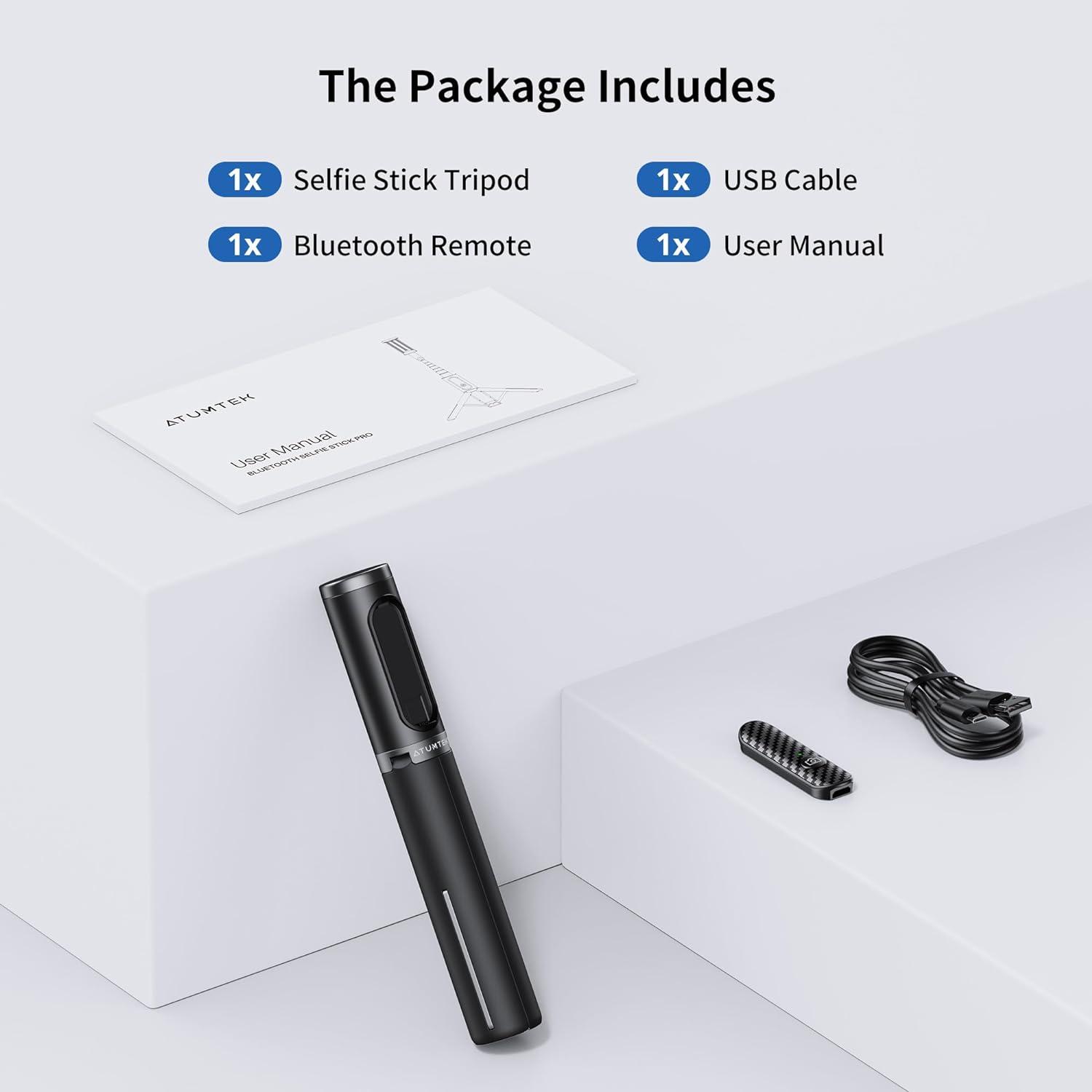 imageATUMTEK Selfie Stick Tripod 3in1 Extendable Aluminum Phone Tripod with Detachable Bluetooth Remote Compatible with iPhone 1716151413121111 ProXS MaxXR and Samsung Smartphones BlueBlack