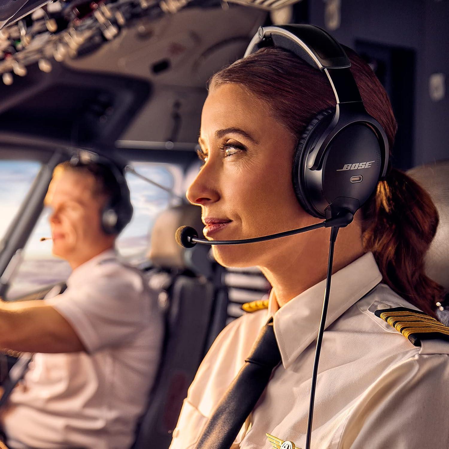 imageBose A30 Aviation Headset Lightweight Comfortable Design Adjustable ANR and Noise Cancelling Dual Plug  BlackU174