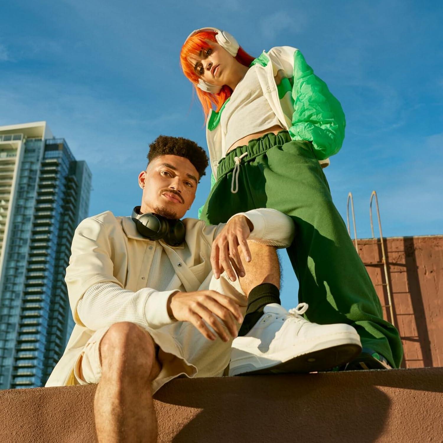 imageBose QuietComfort Bluetooth Headphones Wireless Headphones with Active Over Ear Noise Cancelling and Mic Deep Bass Up to 24 Hours of Playtime Blue Dusk  Limited Edition ColorWhite