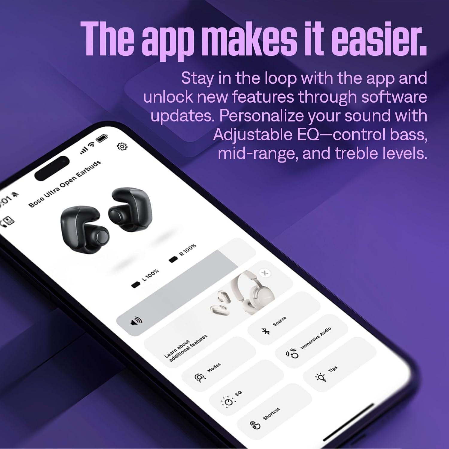 imageBose Ultra Open Bluetooth Earbuds True Wireless Earbuds with OpenAudio for Awareness Clip On Design for Comfort Immersive Audio Up to 48 Hrs of Playtime Desert Gold Limited Edition ColorMidnight Violet