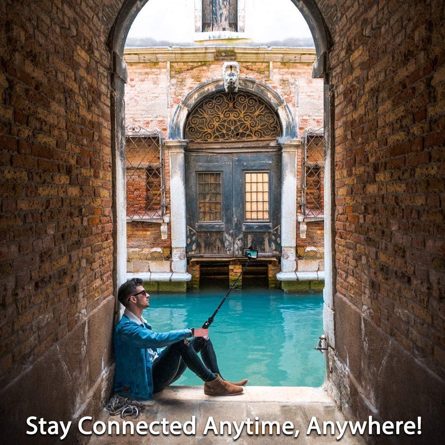 imageFugetek 42quot Compact Selfie Stick ampamp Tripod Extendable Wireless Bluetooth Remote Lightweight Aluminum Travel Ready Compatible with iPhone 14 13 12 Pro Xs Max Xr X 8Plus 7 ampamp AndroidBlack