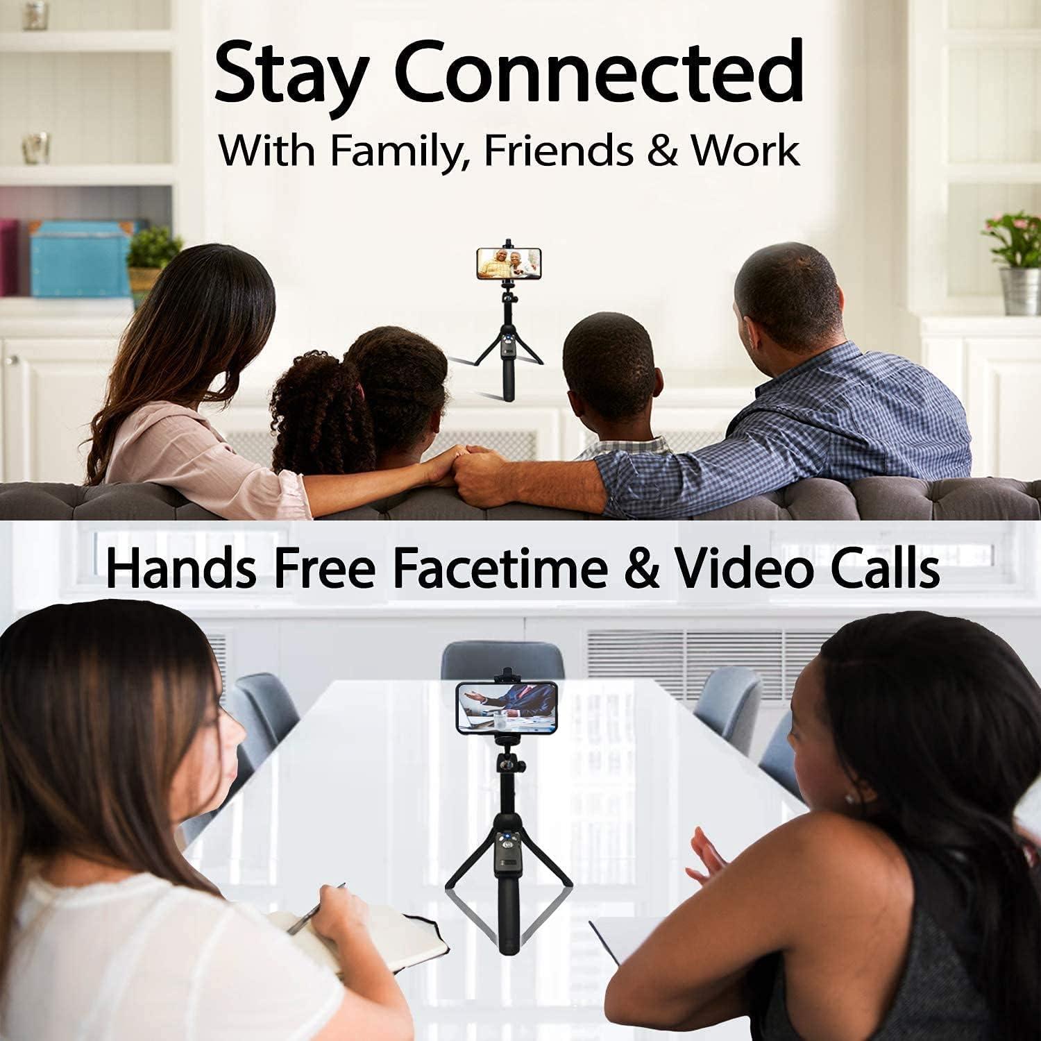 imageFugetek 42quot Compact Selfie Stick ampamp Tripod Extendable Wireless Bluetooth Remote Lightweight Aluminum Travel Ready Compatible with iPhone 14 13 12 Pro Xs Max Xr X 8Plus 7 ampamp AndroidBlack