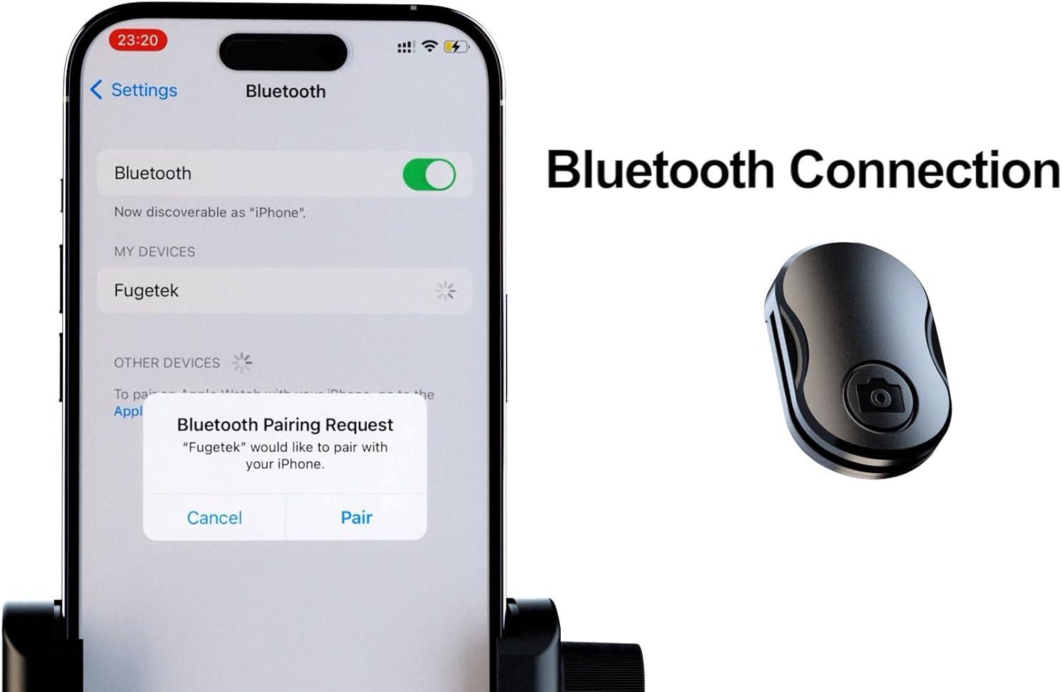 imageFugetek 67quot Professional Cell Phone Tripod Portable All in One Bluetooth Remote Phone Holder Compatible with iPhone ampamp Android Devices Non Skid Feet Black64 INCH