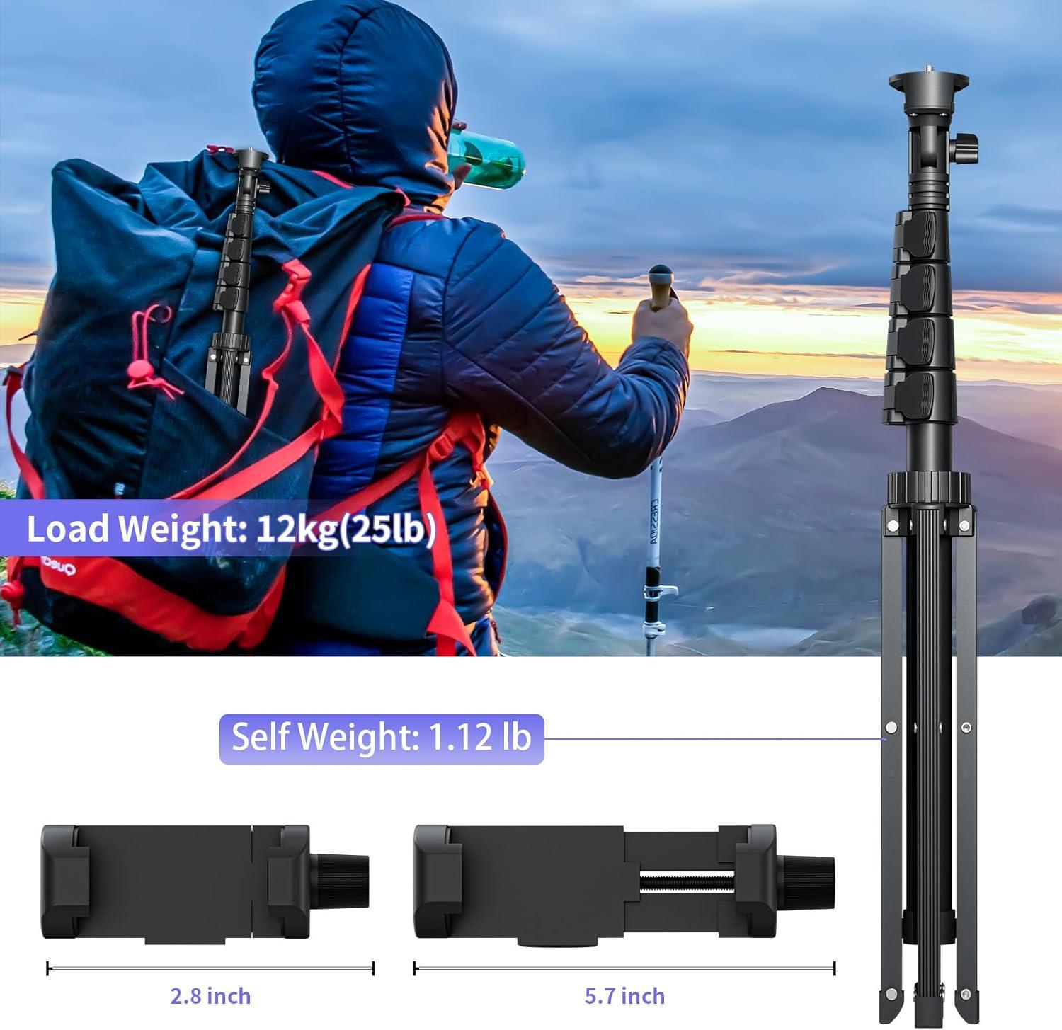 imageFugetek 67quot Professional Cell Phone Tripod Portable All in One Bluetooth Remote Phone Holder Compatible with iPhone ampamp Android Devices Non Skid Feet Black62 INCH