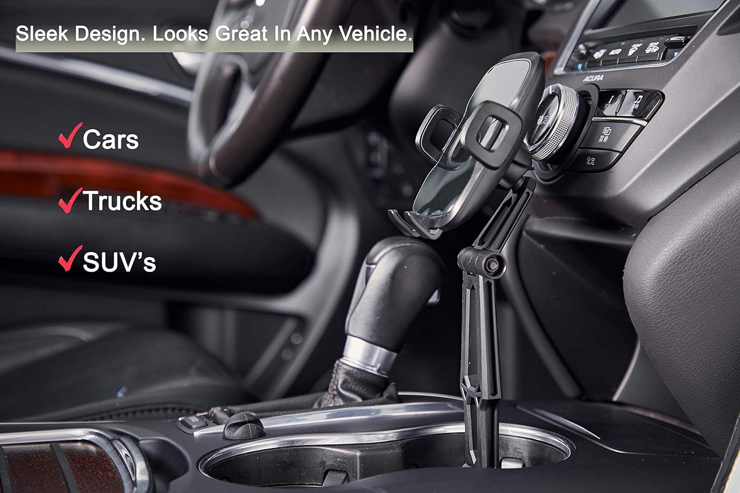 imageFugetek Car Cup Holder Phone Mount Cradle Universal Base HandsFree Adjustable 360  Rotatable Compatible with iPhone 12 11 XRXS Max XSX 88 Samsung Galaxy S10S9 HTC GPS Black