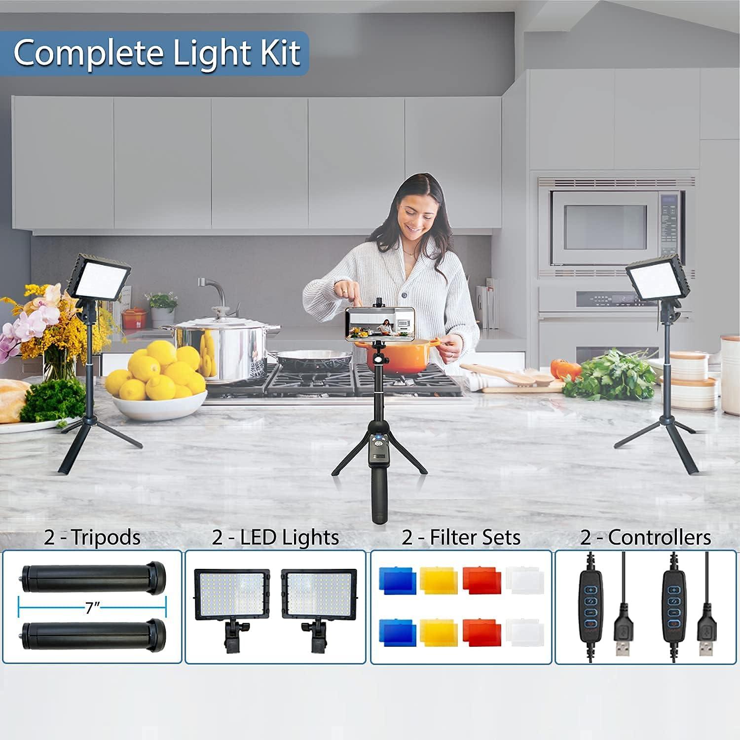 imageFugetek RGB LED Video Light with Flexible Desktop Tripod 77 RGB Beads Wired Controller USB Powered Portable 3200k6500k Streaming TIK Tok PhotographyWhite10