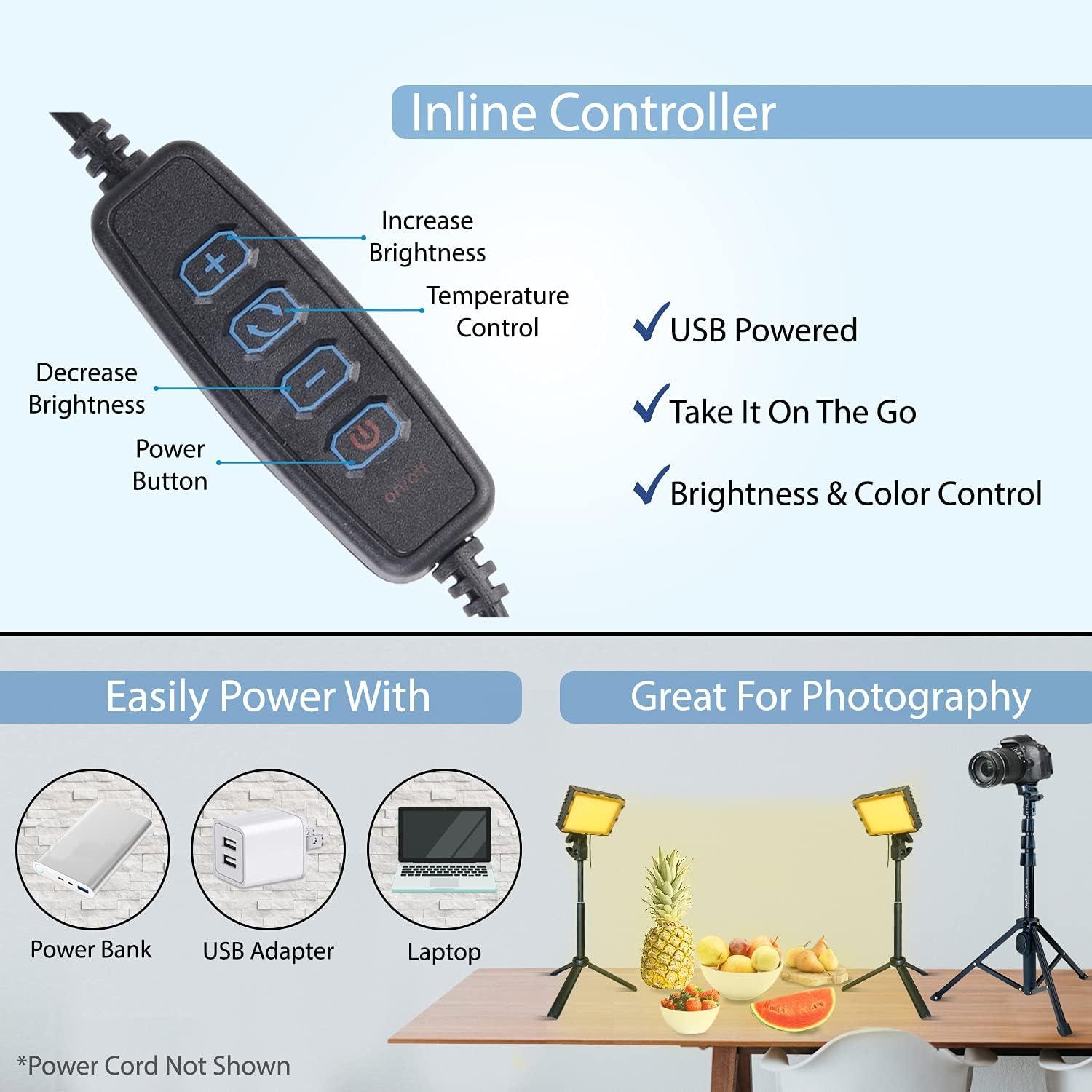 imageFugetek RGB LED Video Light with Flexible Desktop Tripod 77 RGB Beads Wired Controller USB Powered Portable 3200k6500k Streaming TIK Tok PhotographyWhite10