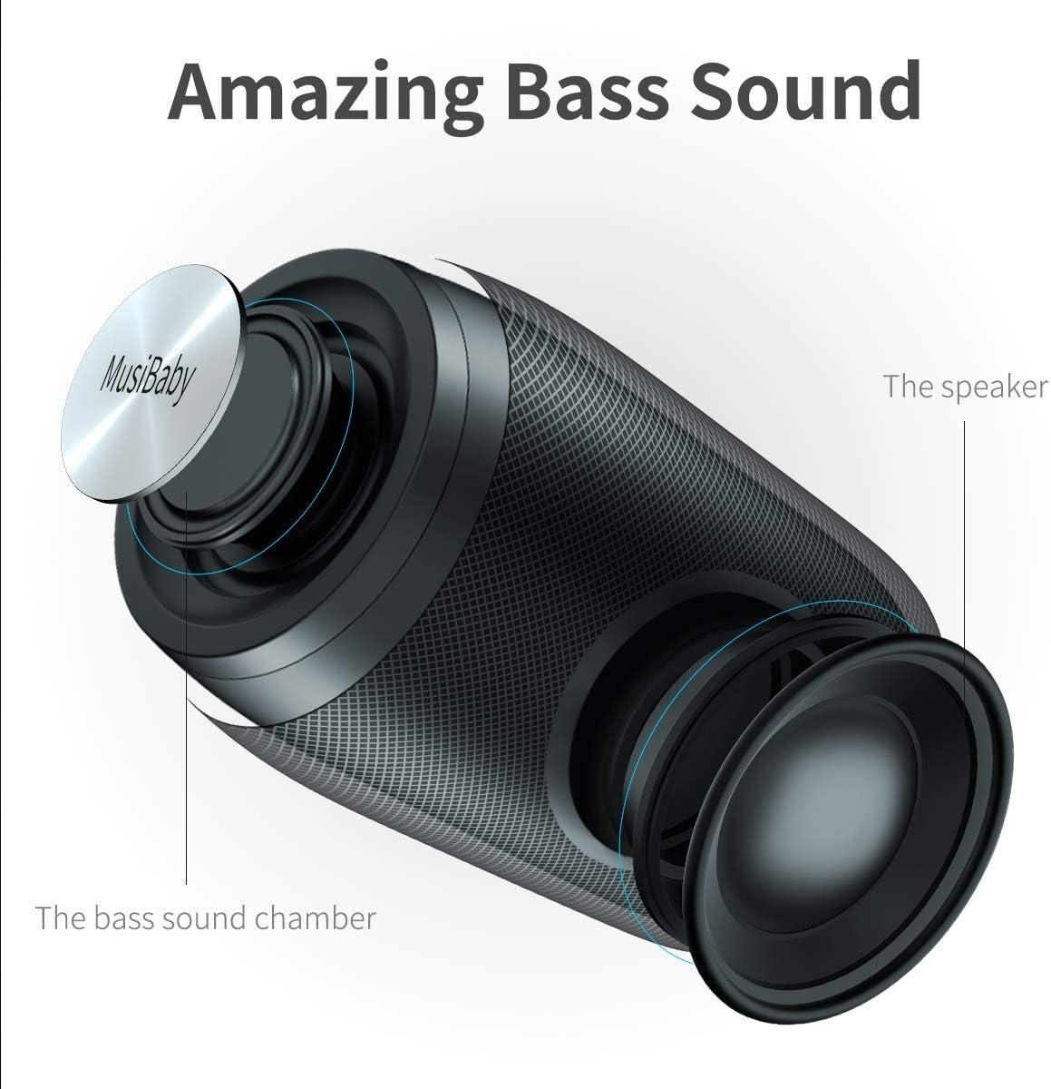 imageMusiBaby Bluetooth Speaker  Portable Waterproof Wireless Dual Pairing Bluetooth 50 Loud Stereo Booming Bass 1500 Mins Playtime for Home Party M68 BlackRed