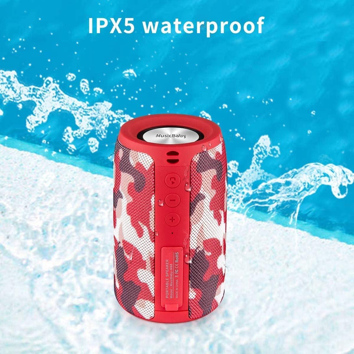 imageMusiBaby Bluetooth Speaker  Portable Waterproof Wireless Dual Pairing Bluetooth 50 Loud Stereo Booming Bass 1500 Mins Playtime for Home Party M68 BlackRed