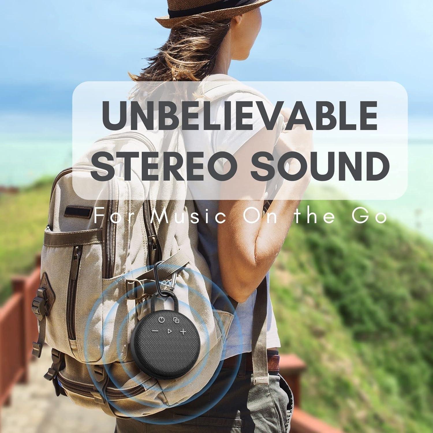 imageMusiBaby Mini Bluetooth Speaker  Bluetooth 53 with 6956C Chipset IPX7 Waterproof Rubberized Shell ClipOn Lanyard UltraPortable for Shower Pool Teens Backpack Gifts BlackBlack