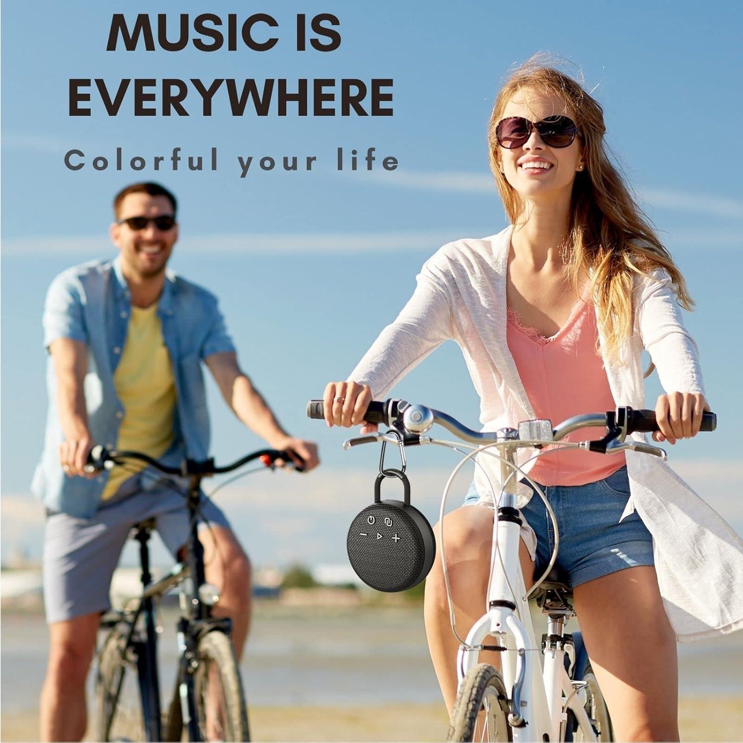 imageMusiBaby Mini Bluetooth Speaker  Bluetooth 53 with 6956C Chipset IPX7 Waterproof Rubberized Shell ClipOn Lanyard UltraPortable for Shower Pool Teens Backpack Gifts BlackBlack