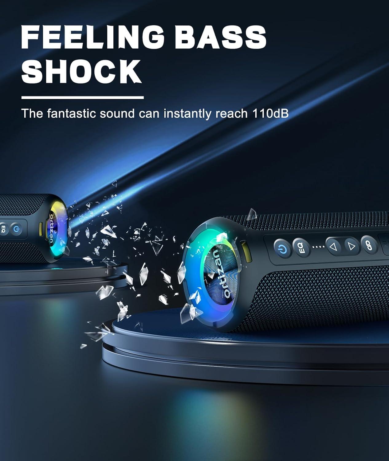 imageOrtizan Bluetooth Speaker IPX7 Waterproof Portable Speakers with HD Sound Deep Bass RGB Lights Notice X8 Pro Navy and X8 Pro Blue Cannot be paired via TWS Due to Different Bluetooth VersionsNavy