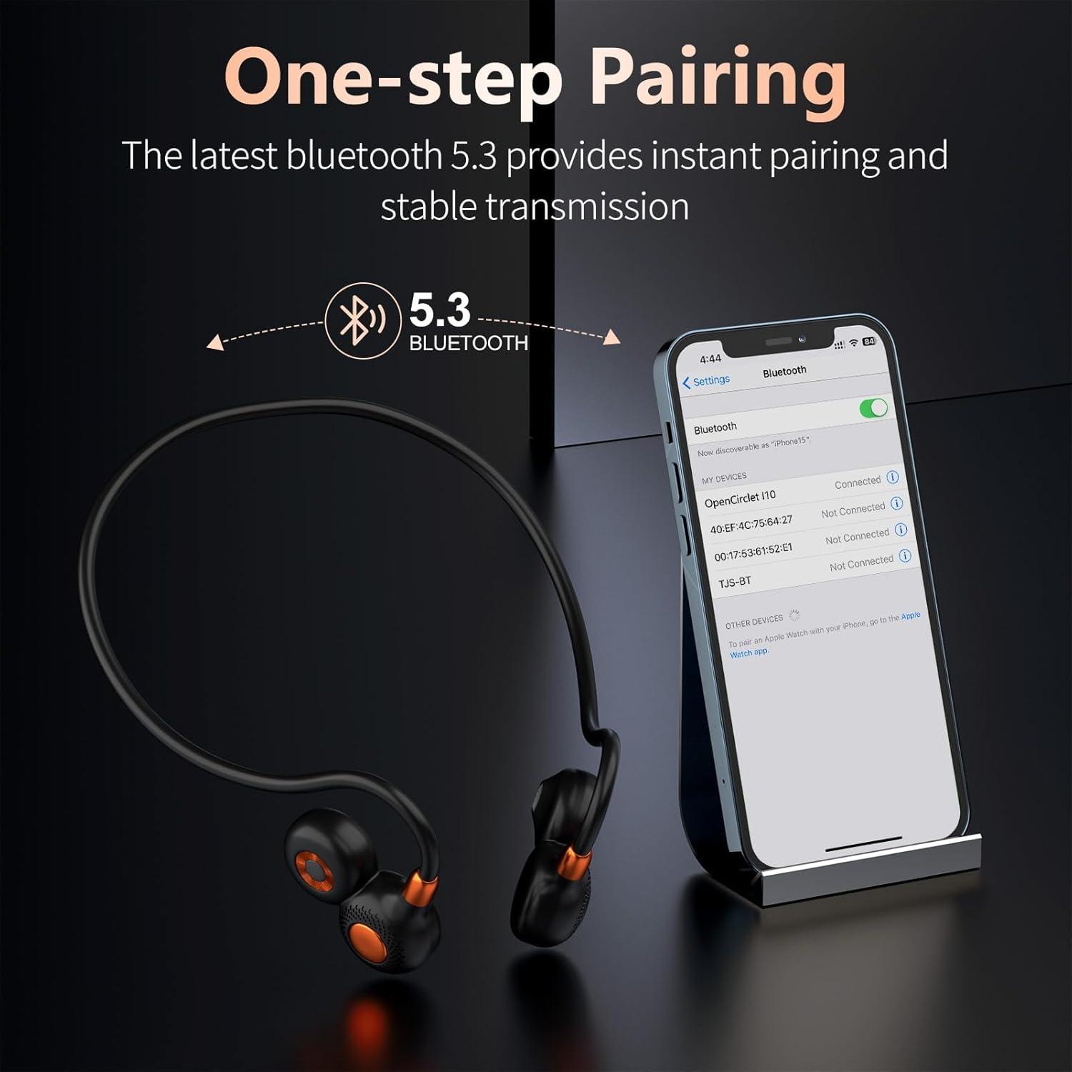 imageOrtizan Open Ear Headphones Bluetooth 53 Wireless Air Conduction Headphones Sport Earbuds Premium Sound IPX6 Waterproof Clear Call 19g Lightweight Earphones for Running Cycling Workouts BlackBlack