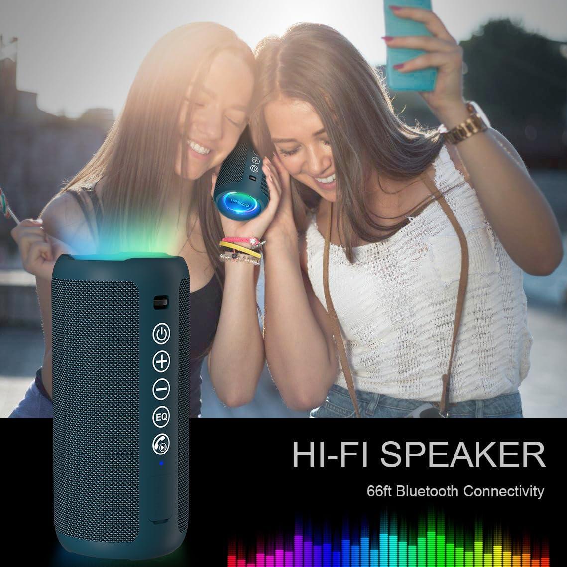 imageOrtizan Portable Bluetooth Speaker IPX7 Waterproof Wireless Speaker with 24W Loud Stereo Sound Outdoor Speakers with Bluetooth 50 30H Playtime66ft Bluetooth Range Dual Pairing for HomeMidnight Blue