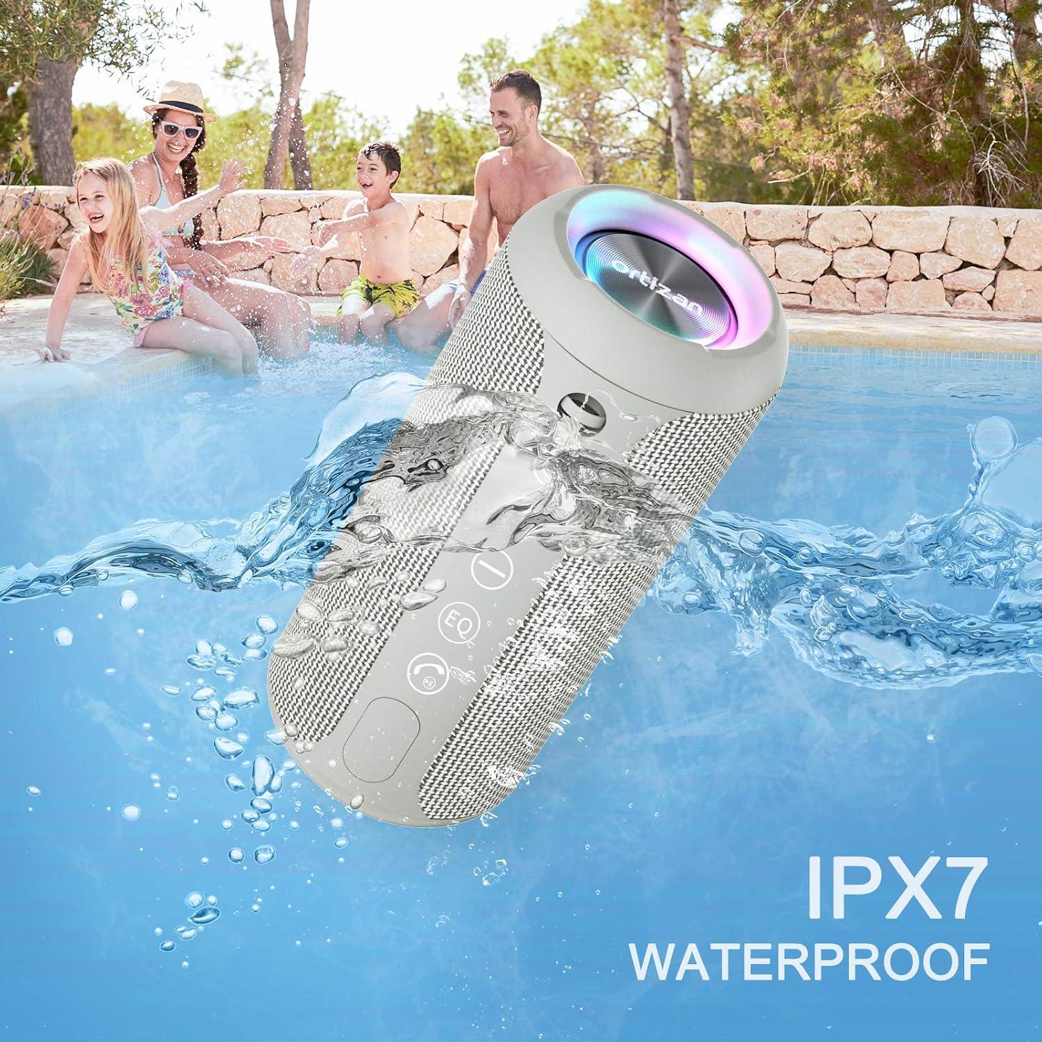 imageOrtizan Portable Bluetooth Speaker IPX7 Waterproof Wireless Speaker with 24W Loud Stereo Sound Outdoor Speakers with Bluetooth 50 30H Playtime66ft Bluetooth Range Dual Pairing for HomeGray