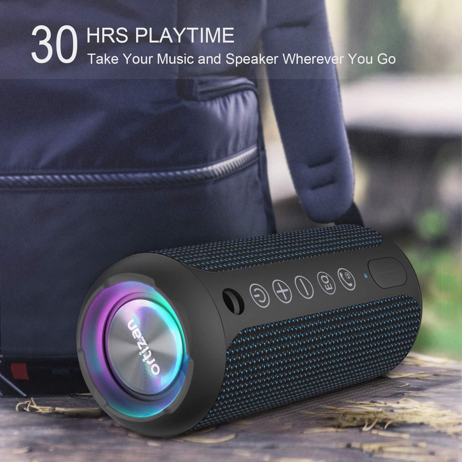 imageOrtizan Portable Bluetooth Speaker IPX7 Waterproof Wireless Speaker with 24W Loud Stereo Sound Outdoor Speakers with Bluetooth 50 30H Playtime66ft Bluetooth Range Dual Pairing for HomeNavy