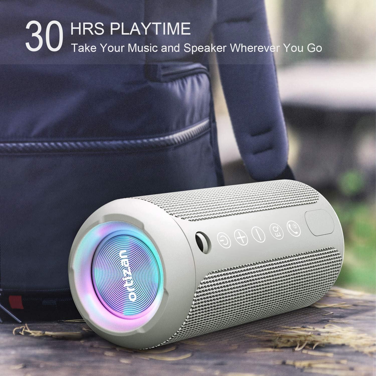 imageOrtizan Portable Bluetooth Speaker IPX7 Waterproof Wireless Speaker with 24W Loud Stereo Sound Outdoor Speakers with Bluetooth 50 30H Playtime66ft Bluetooth Range Dual Pairing for HomeGray