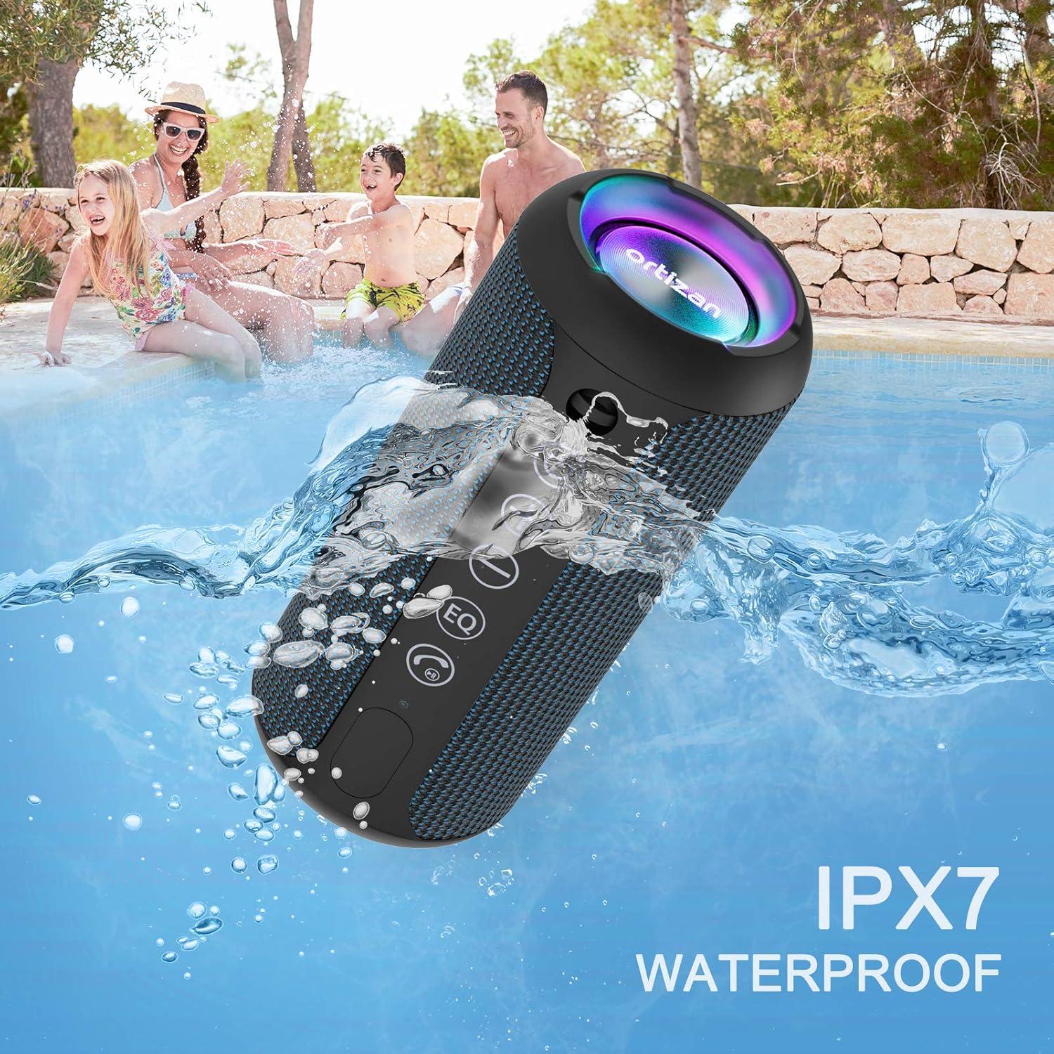 imageOrtizan Portable Bluetooth Speaker IPX7 Waterproof Wireless Speaker with 24W Loud Stereo Sound Outdoor Speakers with Bluetooth 50 30H Playtime66ft Bluetooth Range Dual Pairing for HomeNavy