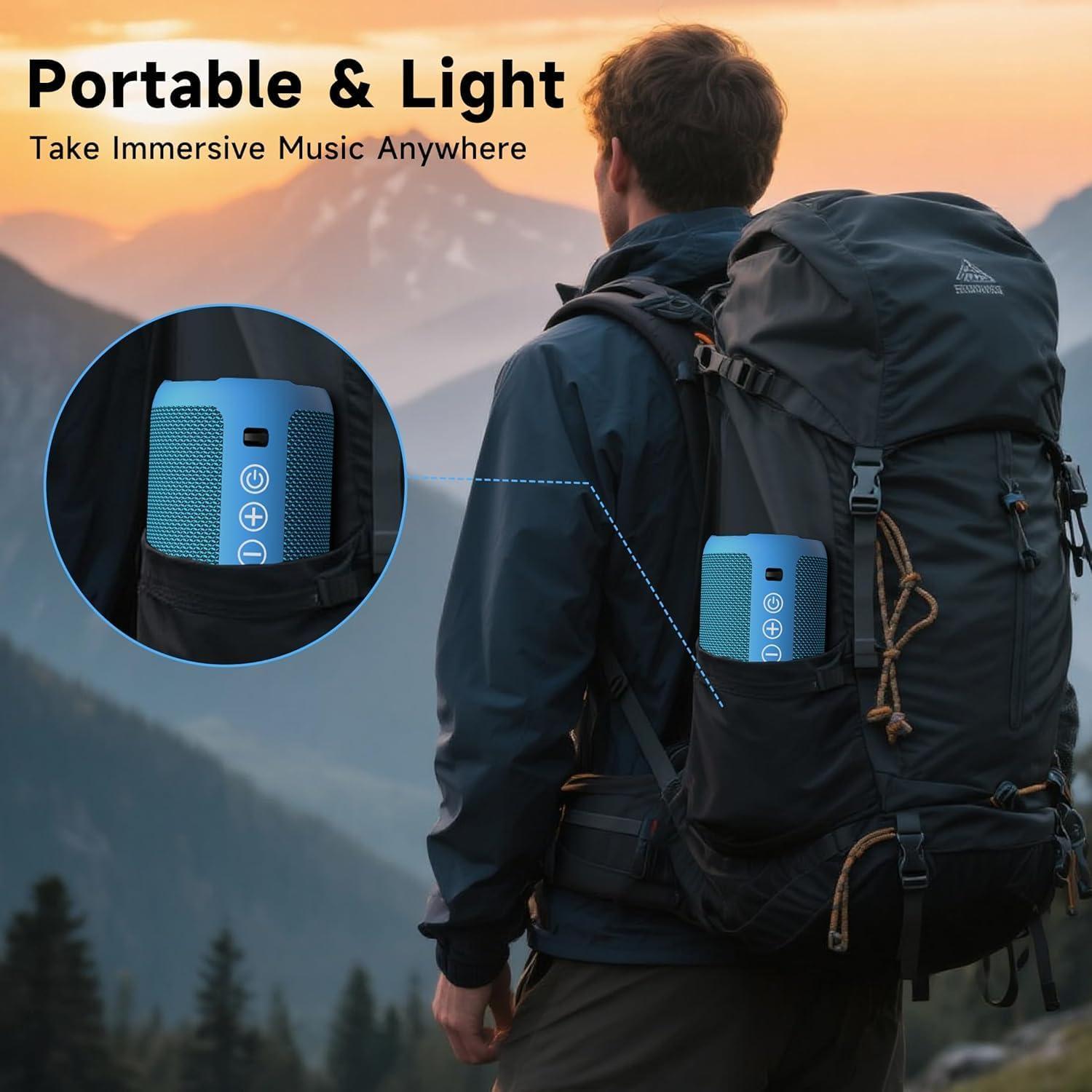 imageOrtizan Portable Bluetooth Speaker IPX7 Waterproof Wireless Speaker with 24W Loud Stereo Sound Outdoor Speakers with Bluetooth 50 30H Playtime66ft Bluetooth Range Dual Pairing for HomeBlue