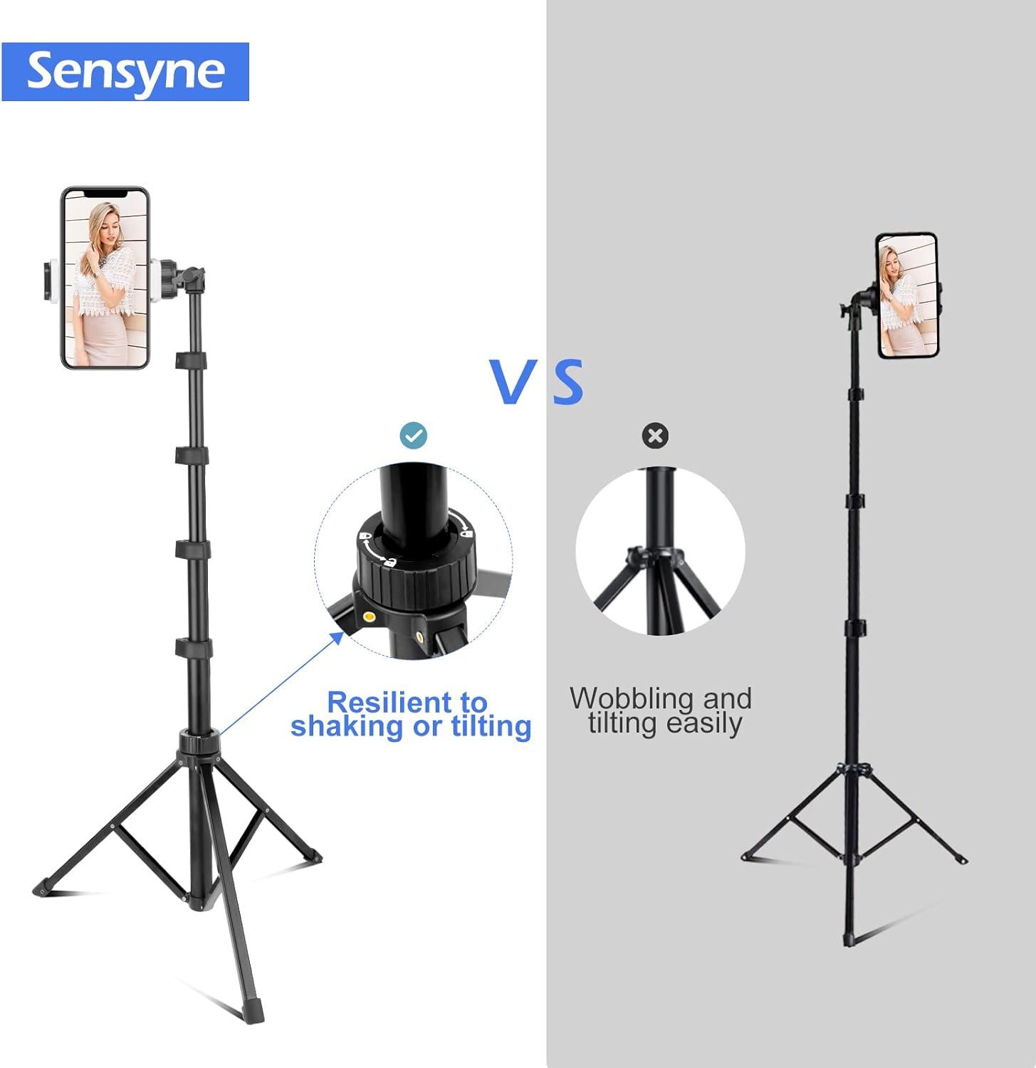 imageSENSYNE 62quot Phone Tripod ampamp Selfie Stick Extendable Cell Phone Tripod Stand with Wireless Remote and Phone Holder Compatible with iPhone Android Phone CameraBlack