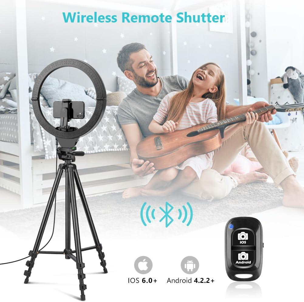 imageSensyne 10 Ring Light with 50 Extendable Tripod Stand LED Circle Lights with Phone Holder for Live StreamMakeupYouTube VideoTikTok Compatible with All PhonesNature