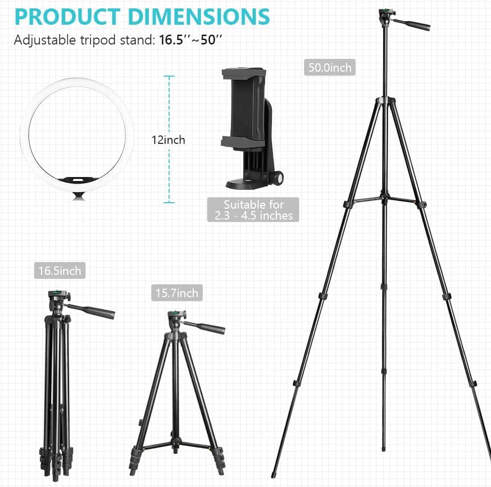imageSensyne 10 Ring Light with 50 Extendable Tripod Stand LED Circle Lights with Phone Holder for Live StreamMakeupYouTube VideoTikTok Compatible with All PhonesNature