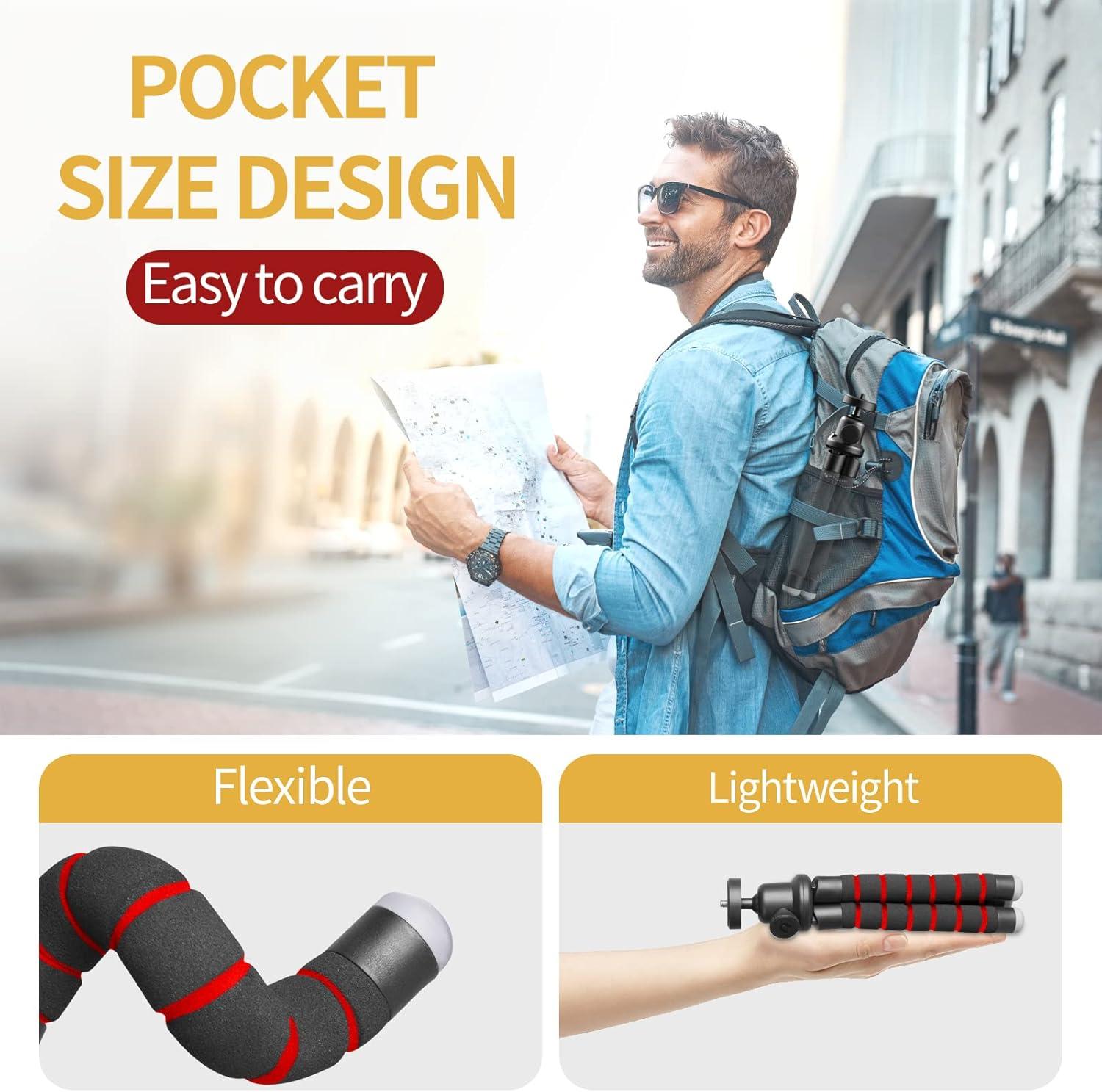 imageSensyne Phone Tripod Flexible Cell Phone Tripod with Phone Holder and Wireless Remote Mini Travel Tripod Stand Compatible with All Cell Phones CamerasRed