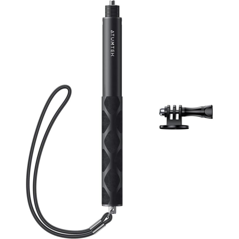 imageATUMTEK 60quot Invisible Selfie Stick 14quot Extendable Monopod Pole Solid and Compact Design for Insta360 for GoPro DJI Action Cameras Buckle Mount for GoPro ampamp DJI and Wrist Strap Included114cm