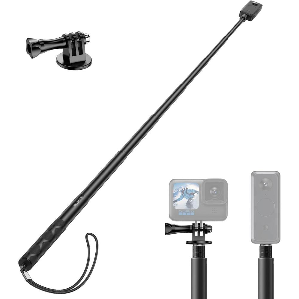 imageATUMTEK 60quot Invisible Selfie Stick 14quot Extendable Monopod Pole Solid and Compact Design for Insta360 for GoPro DJI Action Cameras Buckle Mount for GoPro ampamp DJI and Wrist Strap Included150cm