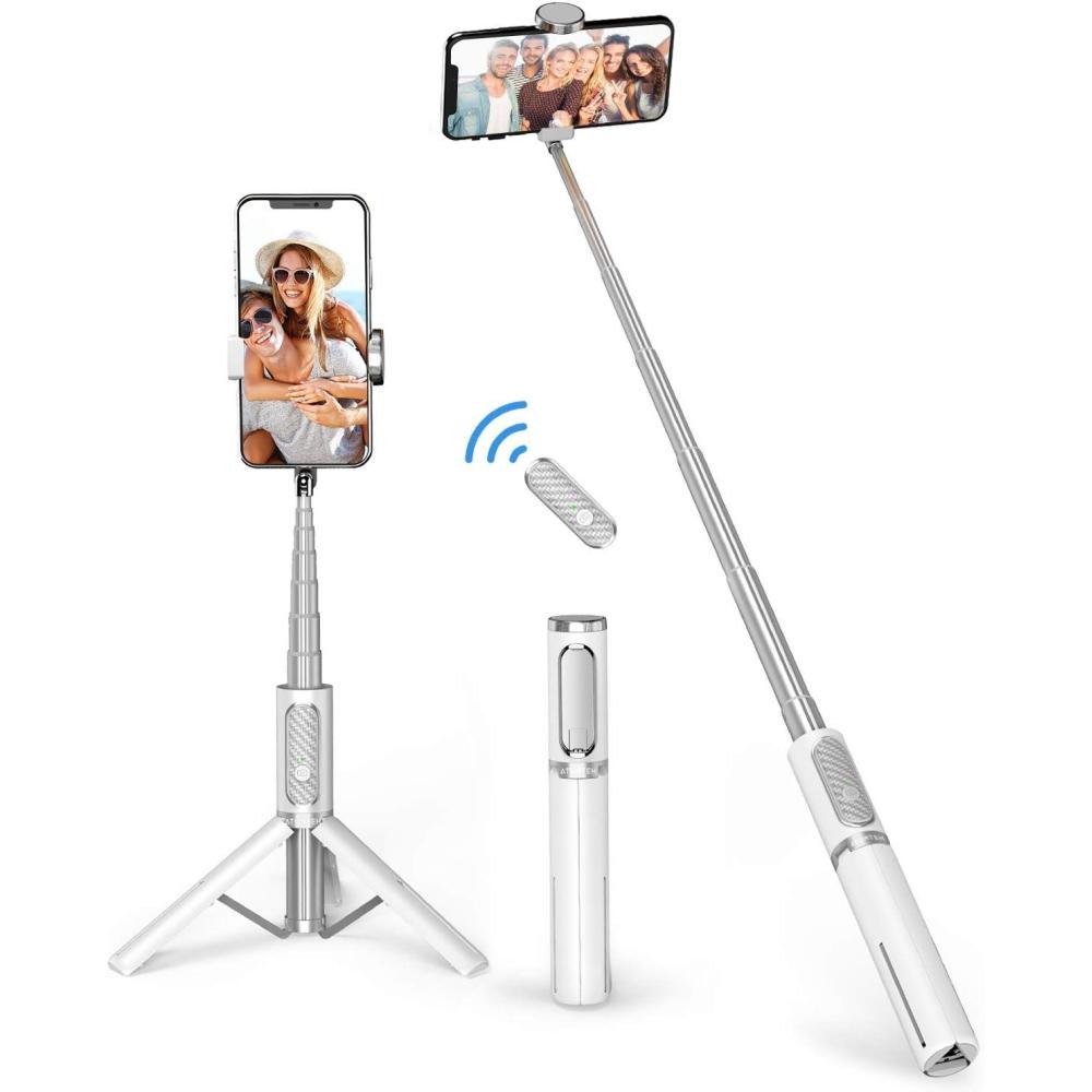 imageATUMTEK Selfie Stick Tripod 3in1 Extendable Aluminum Phone Tripod with Detachable Bluetooth Remote Compatible with iPhone 1716151413121111 ProXS MaxXR and Samsung Smartphones BlueWhite