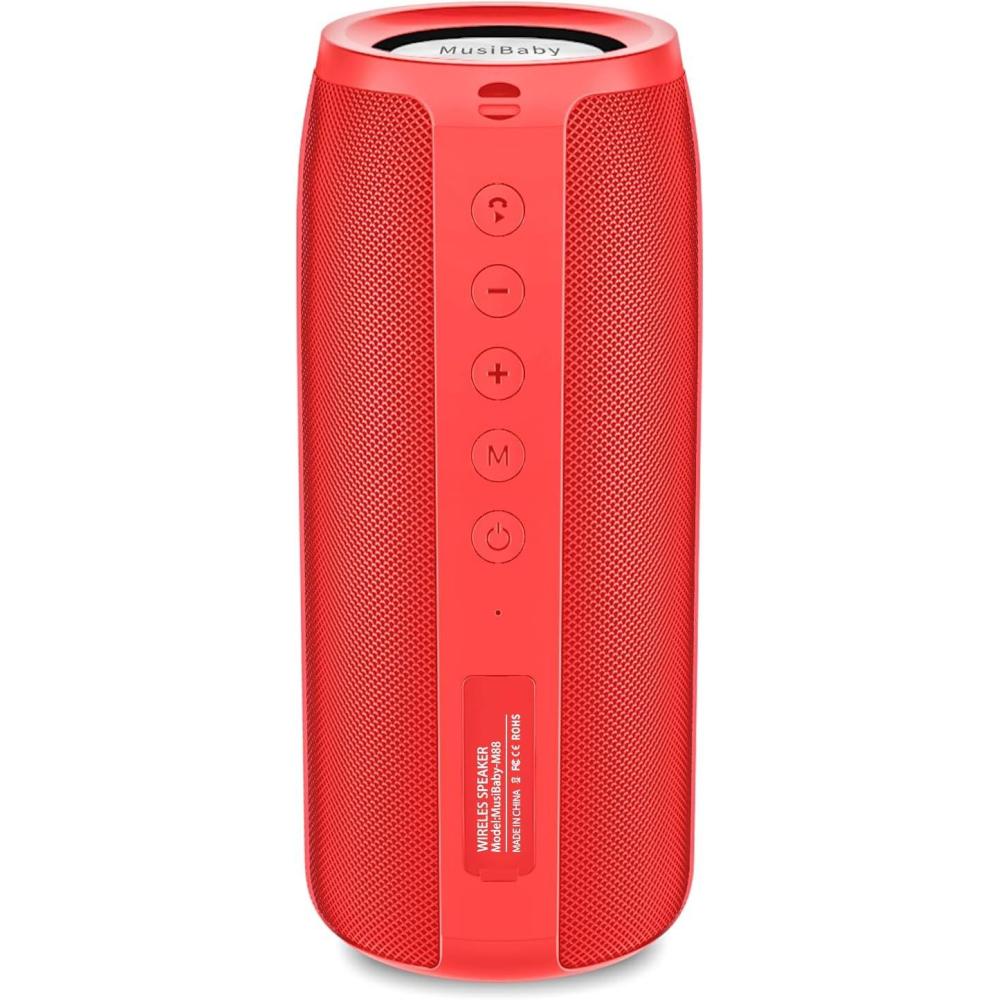 imageBluetooth Speaker IPX6 WaterproofMusibaby M88pro with Loud Stereo SoundPortable Wireless Speaker40H BatteryBluetooth 53Dual Pairing Shower Outdoor Speaker for Party Beach Gifts IdealRed