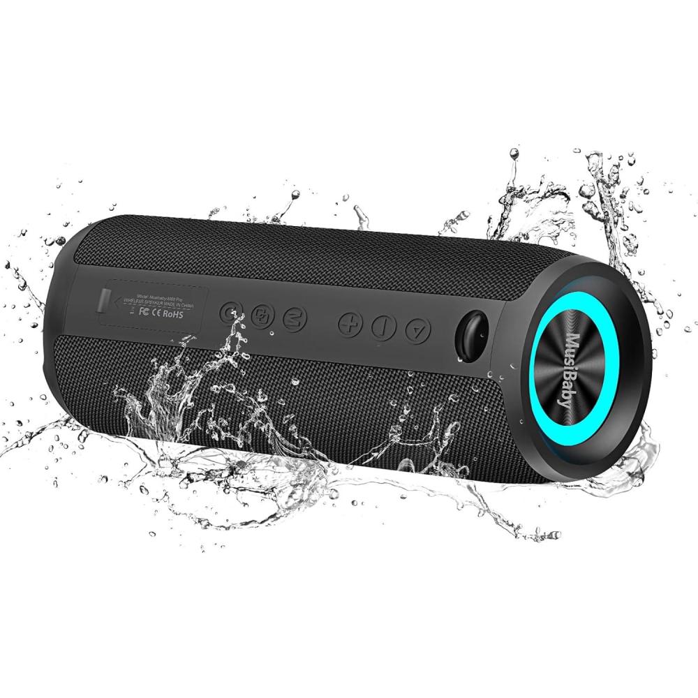 imageBluetooth Speaker IPX6 WaterproofMusibaby M88pro with Loud Stereo SoundPortable Wireless Speaker40H BatteryBluetooth 53Dual Pairing Shower Outdoor Speaker for Party Beach Gifts IdealBlackpro