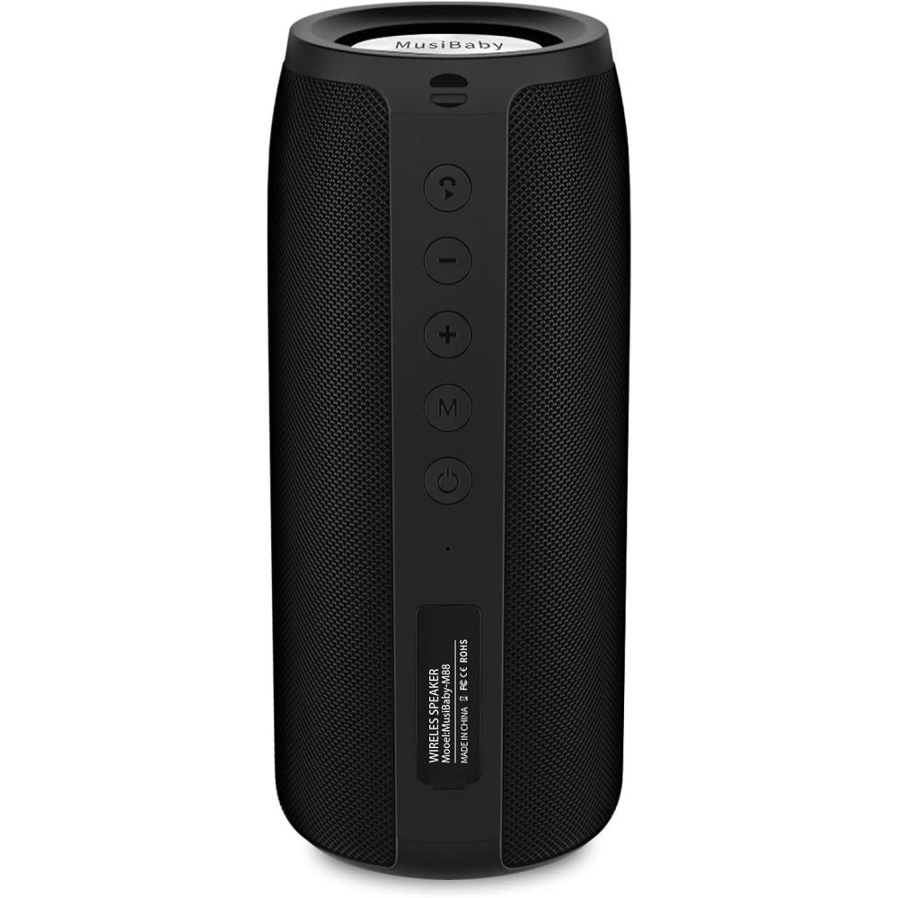 imageBluetooth Speaker IPX6 WaterproofMusibaby M88pro with Loud Stereo SoundPortable Wireless Speaker40H BatteryBluetooth 53Dual Pairing Shower Outdoor Speaker for Party Beach Gifts IdealBlack