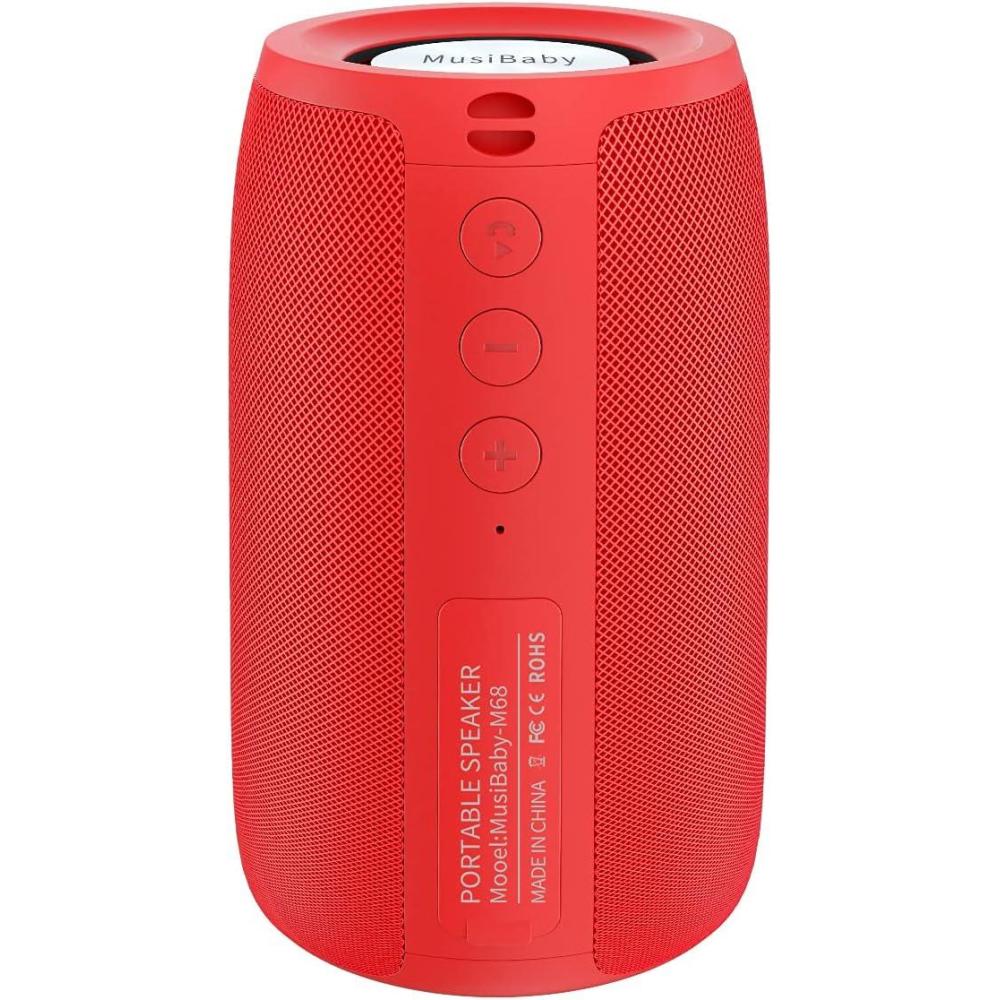 imageBluetooth Speaker MusiBaby Wireless Portable Speaker  Waterproof Outdoor Bluetooth 50 Dual Pairing Loud Stereo Deep Bass 24H Playtime  Gift Ideas for Home Party Travel BLKPure Red