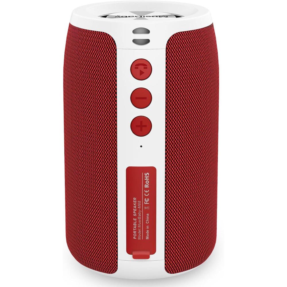 imageBluetooth SpeakerMusiBaby Speakers Bluetooth WirelessWaterproofOutdoorPortable Speaker with Stereo SoundBooming BassDual PairingBluetooth 5324H PlaySpeaker for HomePartyTravelGiftsOrangeRedWhite
