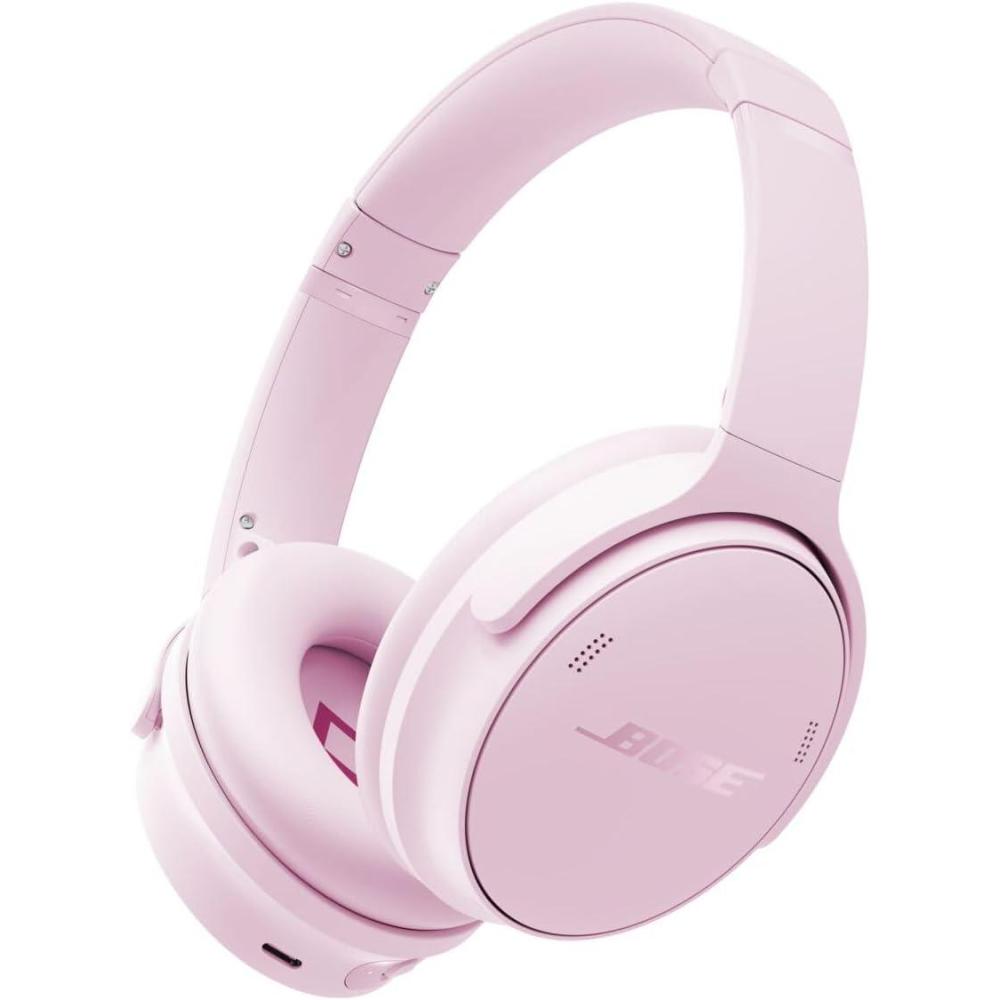 imageBose QuietComfort Bluetooth Headphones Wireless Headphones with Active Over Ear Noise Cancelling and Mic Deep Bass Up to 24 Hours of Playtime Blue Dusk  Limited Edition ColorPetal Pink