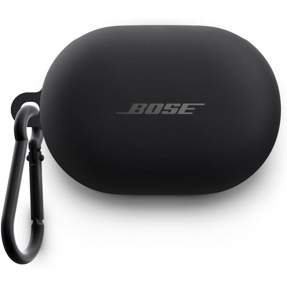 imageBose QuietComfort Earbuds Silicone Case Cover Protective Silicone Exterior with Aluminum Carabiner for Convenient Carrying White SmokeBlack