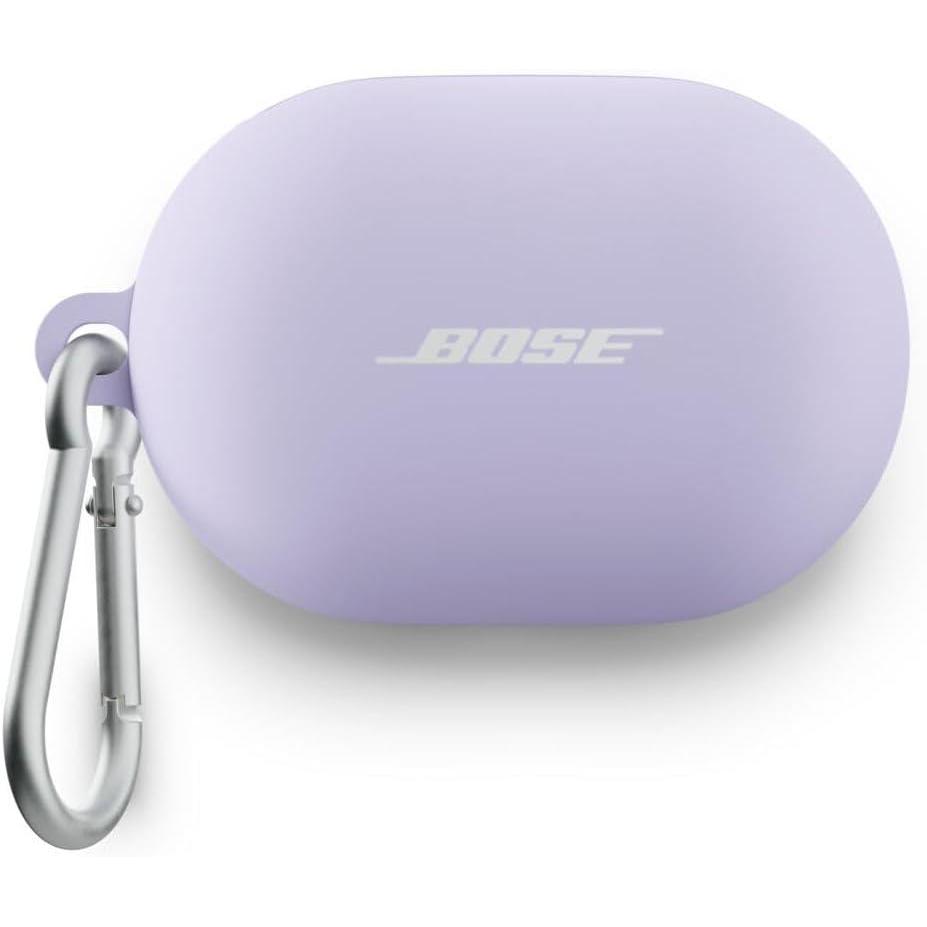 imageBose QuietComfort Earbuds Silicone Case Cover Protective Silicone Exterior with Aluminum Carabiner for Convenient Carrying White SmokeChilled Lilac