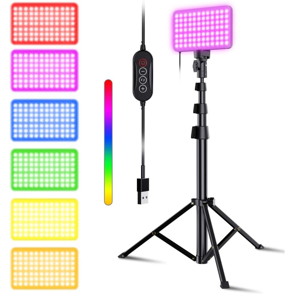 imageFugetek RGB LED Video Light with Flexible Desktop Tripod 77 RGB Beads Wired Controller USB Powered Portable 3200k6500k Streaming TIK Tok PhotographyRGB20