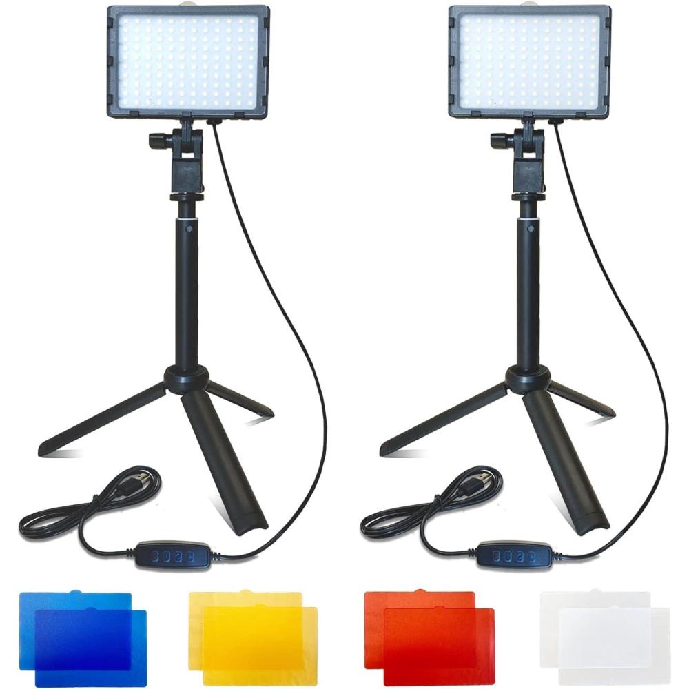 imageFugetek RGB LED Video Light with Flexible Desktop Tripod 77 RGB Beads Wired Controller USB Powered Portable 3200k6500k Streaming TIK Tok PhotographyWhite10