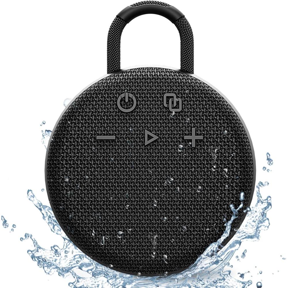 imageMusiBaby Mini Bluetooth Speaker  Bluetooth 53 with 6956C Chipset IPX7 Waterproof Rubberized Shell ClipOn Lanyard UltraPortable for Shower Pool Teens Backpack Gifts BlackBlack