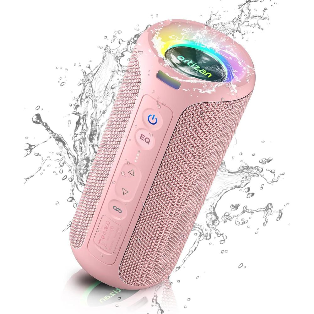 imageOrtizan Bluetooth Speaker IPX7 Waterproof Portable Speakers with HD Sound Deep Bass RGB Lights Notice X8 Pro Navy and X8 Pro Blue Cannot be paired via TWS Due to Different Bluetooth VersionsPink