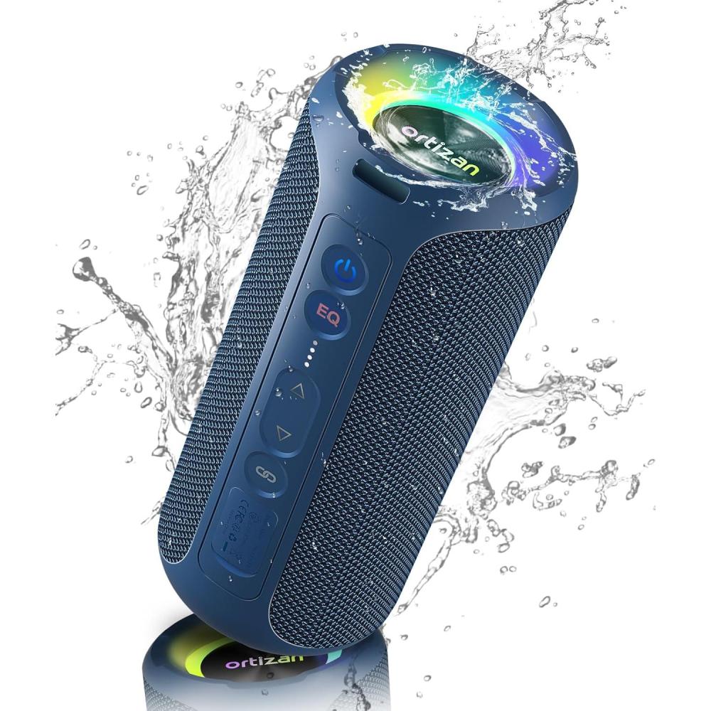 imageOrtizan Bluetooth Speaker IPX7 Waterproof Portable Speakers with HD Sound Deep Bass RGB Lights Notice X8 Pro Navy and X8 Pro Blue Cannot be paired via TWS Due to Different Bluetooth VersionsBlue
