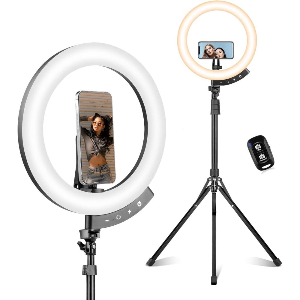 imageSensyne 12inch Ring Light with 67inch Selfie Stick Tripod and Phone Holder Selfie Remote Control Circle Light for Live StreamVideo RecordingTikTok Compatible with All Phones and Cameras125