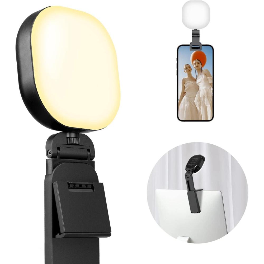 imageSensyne Selfie Light 60 LED Video Conference Lighting Adjusted 3 Light Modes Rechargeble Clipon Fill Light Compatible with Cell PhoneiPadLaptop for Live Streaming Selfie Vlog Zoom Calls